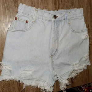 Vintage 80s 90s STEEL Denim Jean Shorts Cutoffs High Rise Juniors 7 or Women's 6